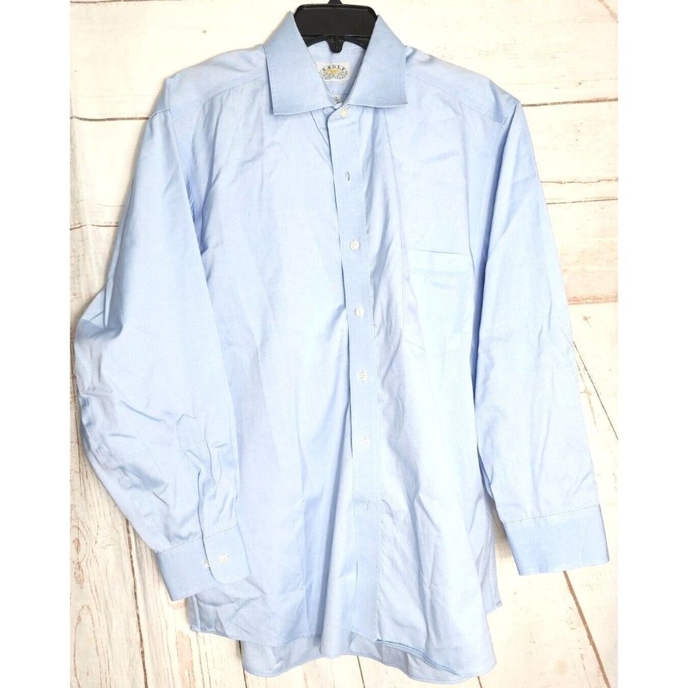 Eagle Shirtmakers 80s Two Ply Pinpoint Cotton Blue Full Button Men Dress Shirt